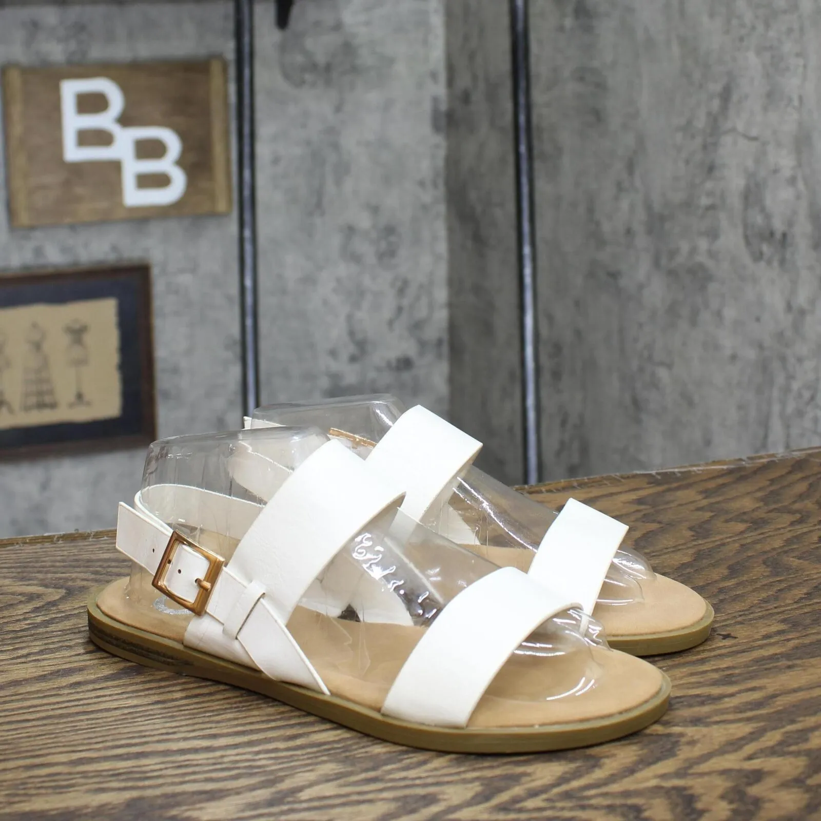 Journee Collection Womens Dual Strap Open-Toe Sandal LAVINE-SANDAL White 6.5M