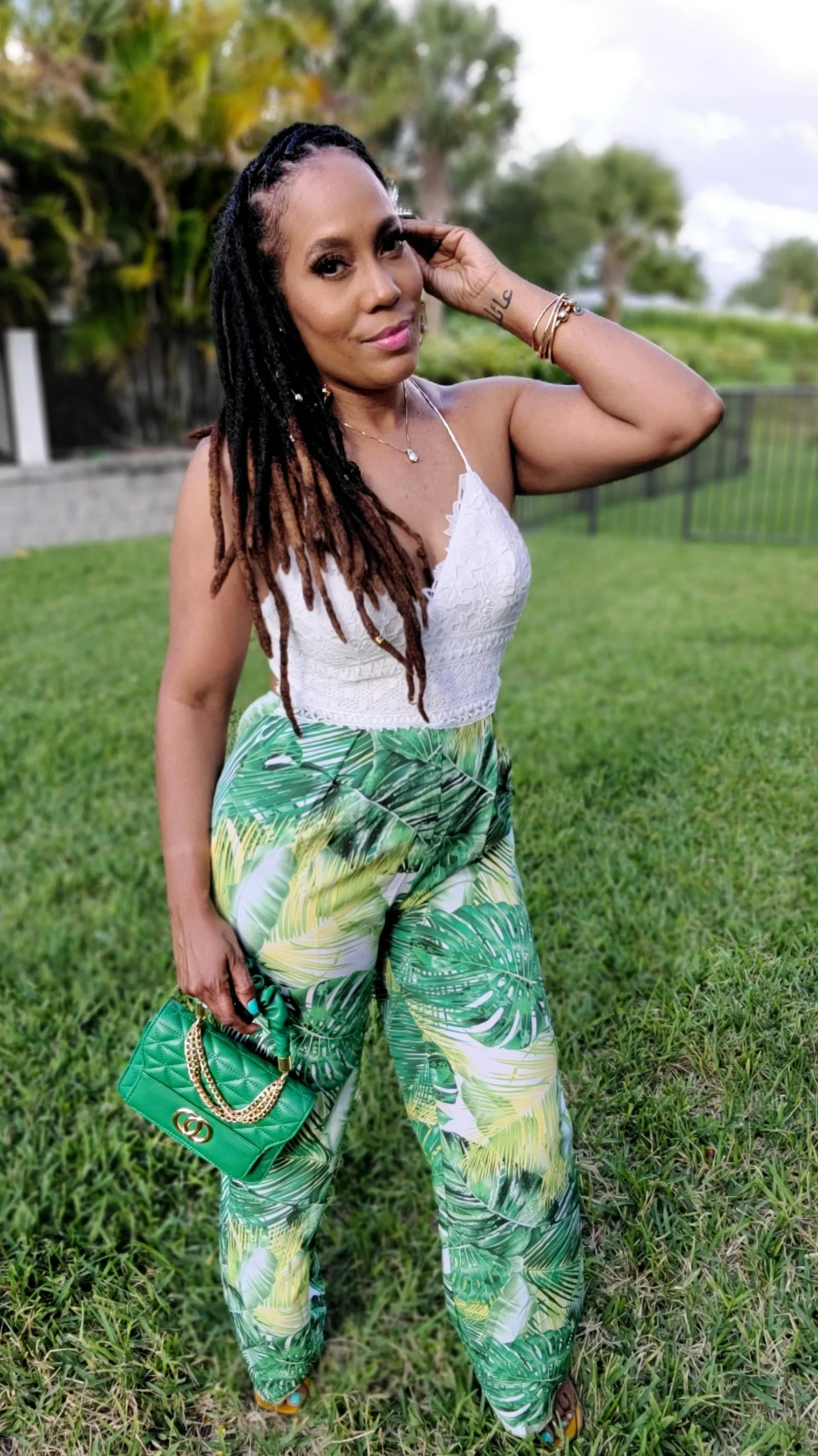 Jungle Chic Floral Jumpsuit | Green