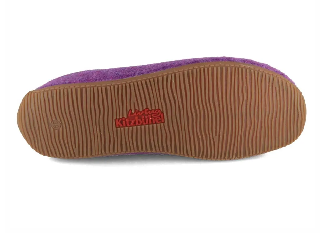 Living Kitzbühel Women Felt Slippers 'Swiss Cross', purple magic