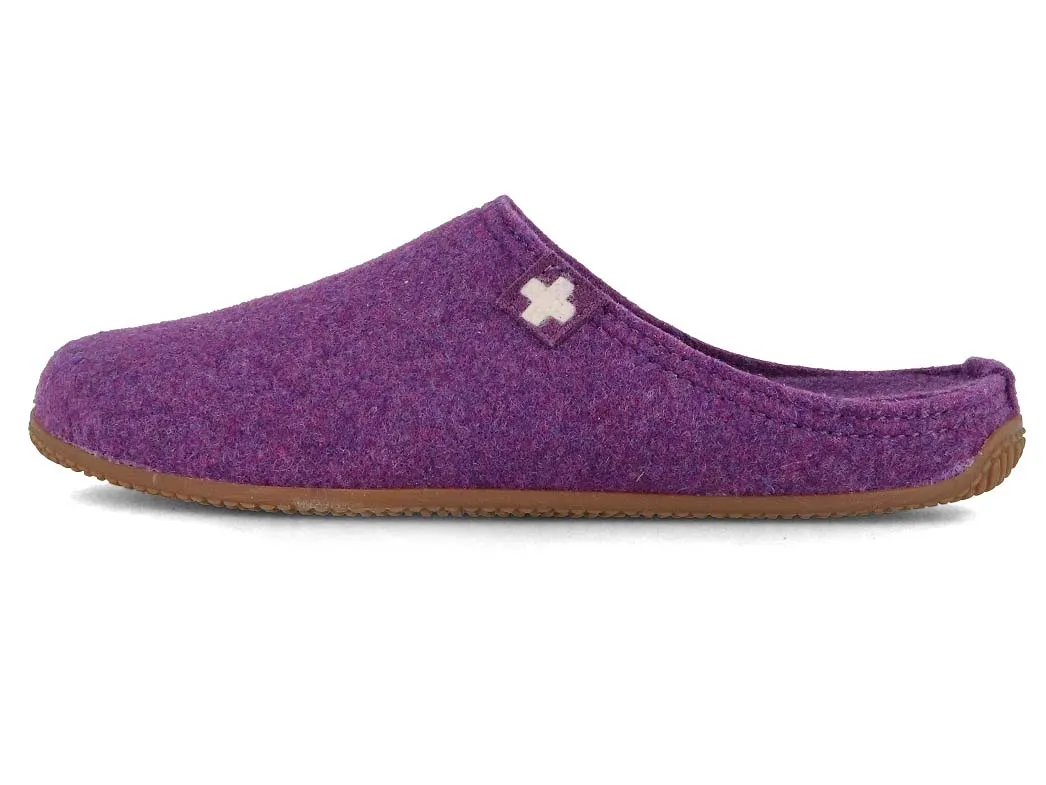 Living Kitzbühel Women Felt Slippers 'Swiss Cross', purple magic
