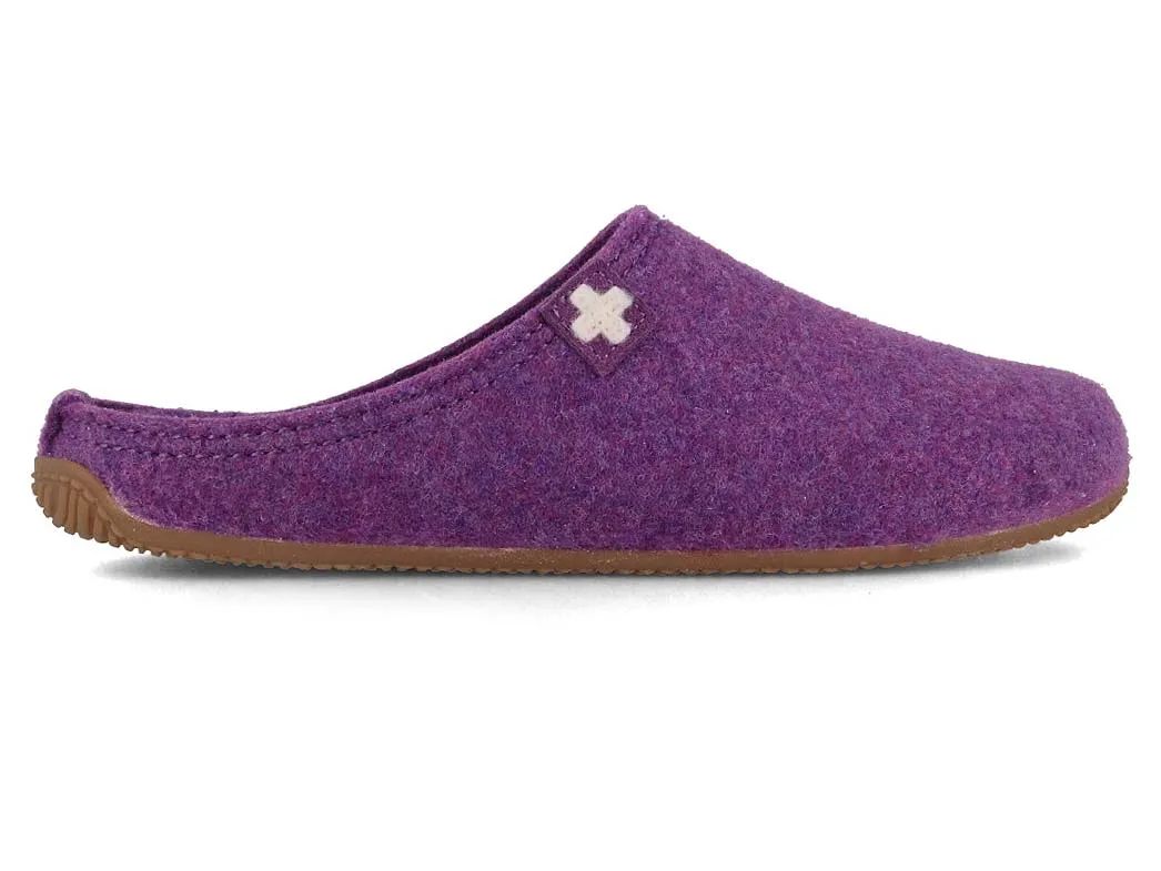 Living Kitzbühel Women Felt Slippers 'Swiss Cross', purple magic