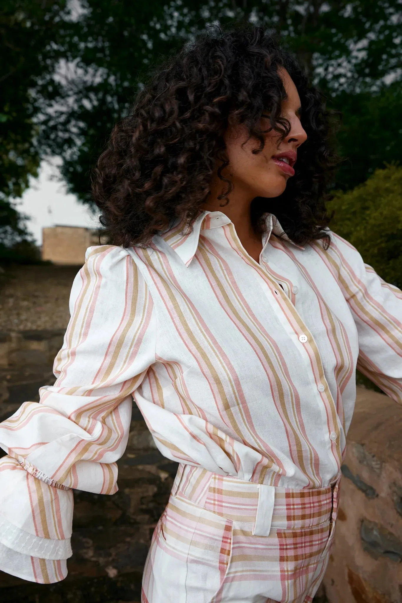 Lucinda Blouse - Peony/Antique stripe