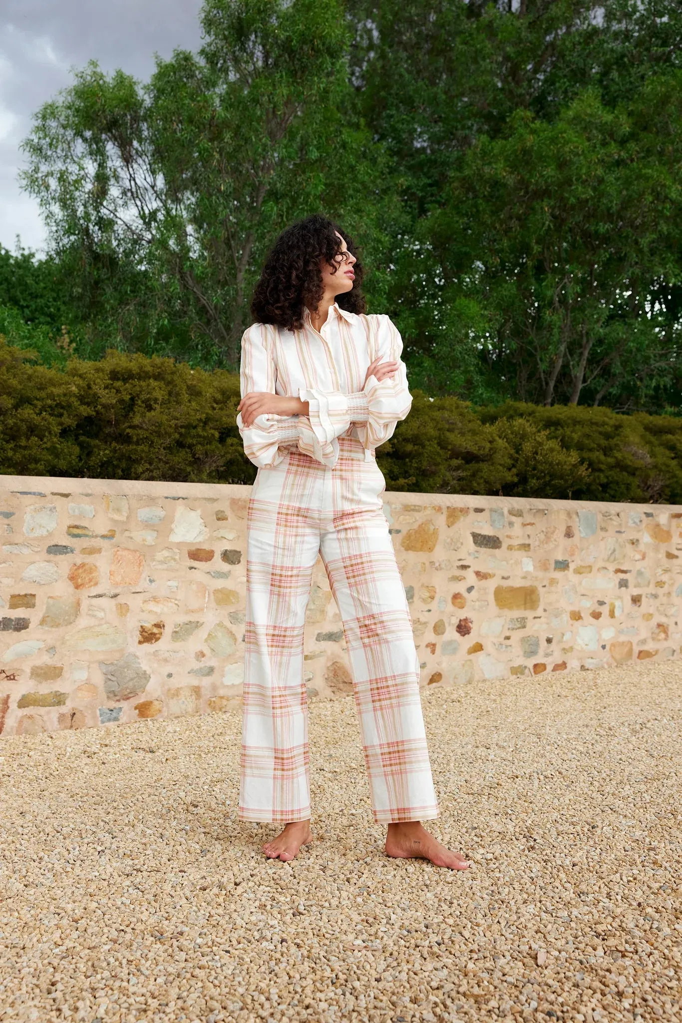 Lucinda Blouse - Peony/Antique stripe