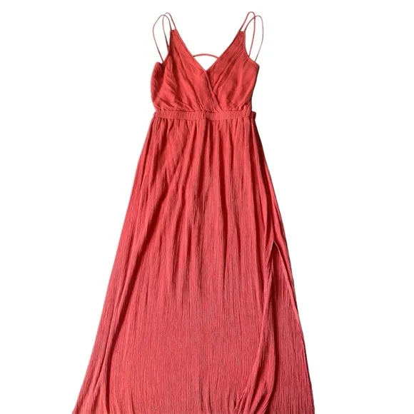 Lulus Lost in Paradise Rusty Rose Cut-outBack V-Neck Maxi Dress Open Back S