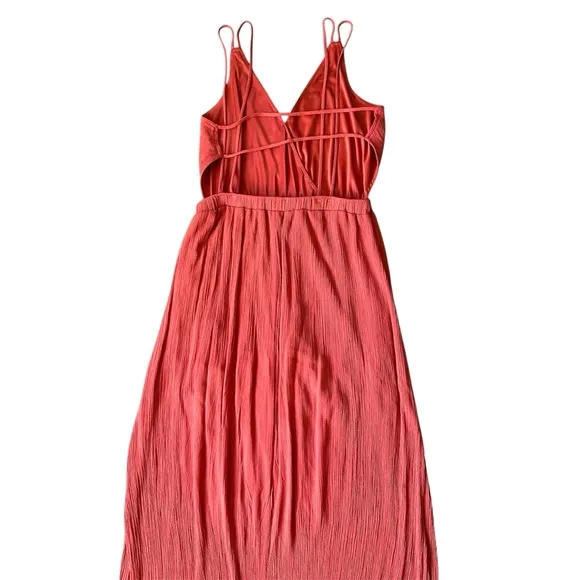 Lulus Lost in Paradise Rusty Rose Cut-outBack V-Neck Maxi Dress Open Back S