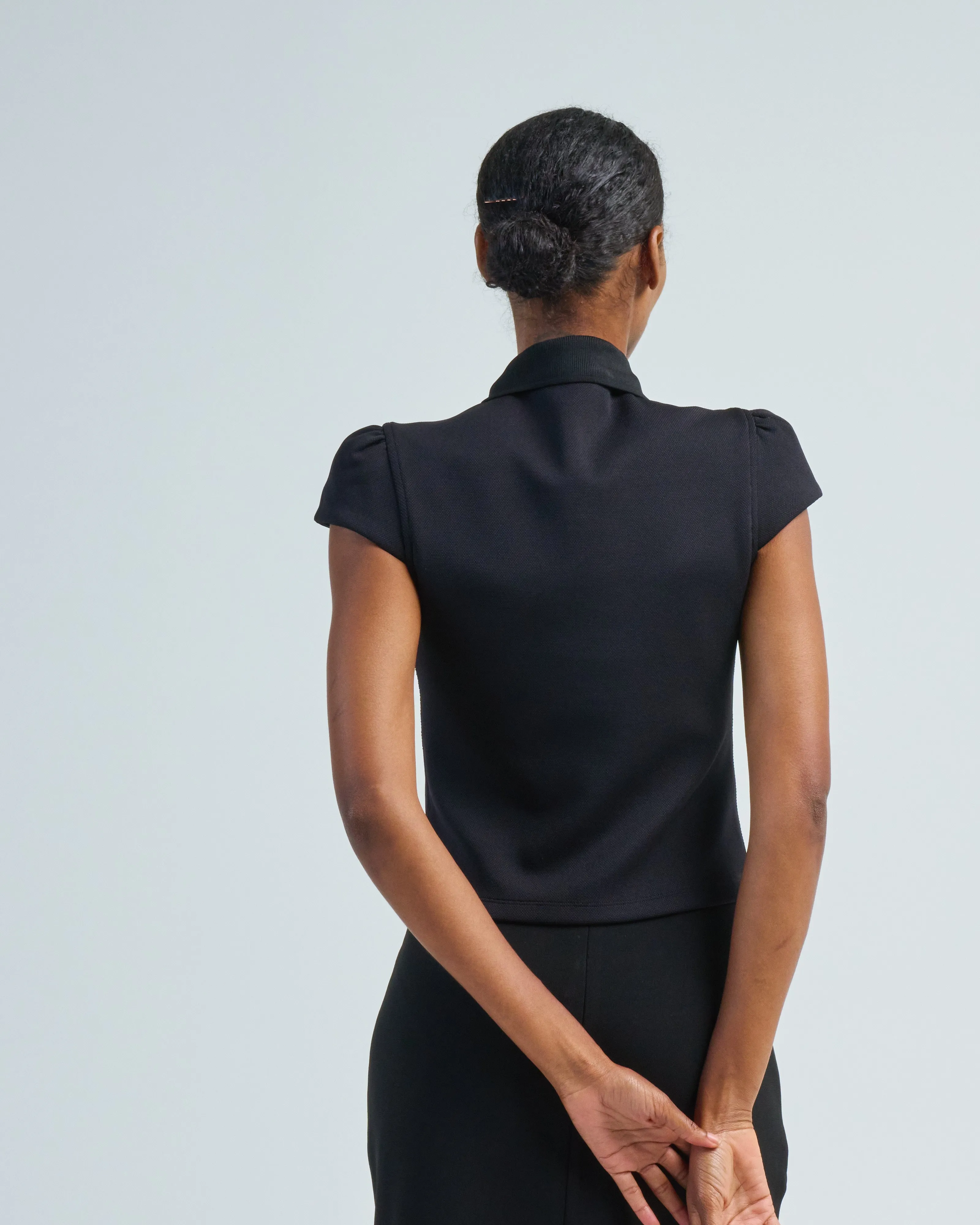 luxe pique shrunken polo shirt
