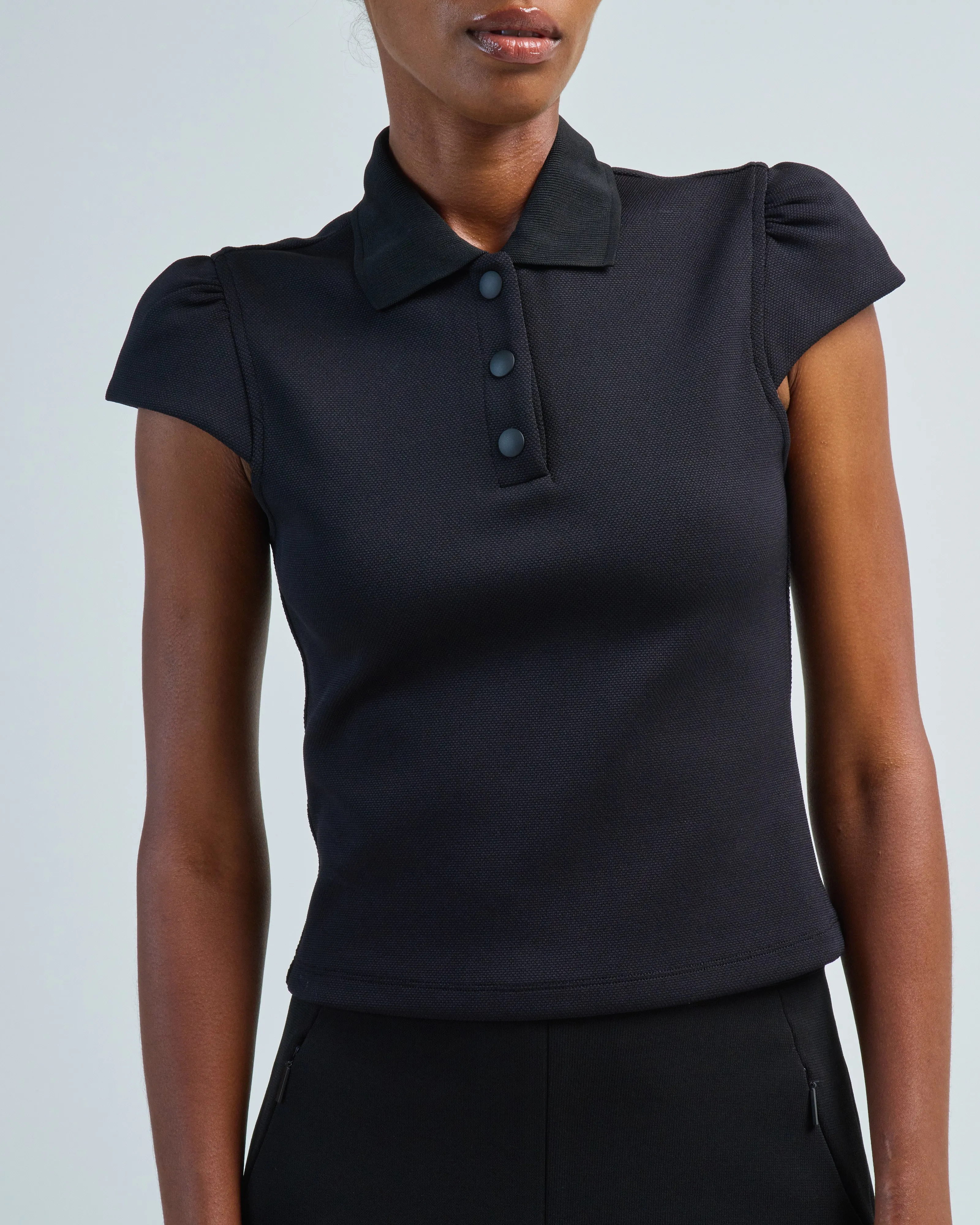 luxe pique shrunken polo shirt