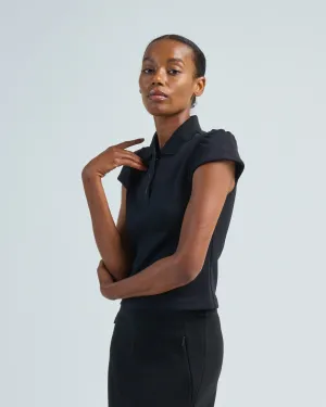 luxe pique shrunken polo shirt