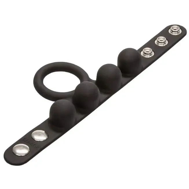 Medium Weighted Black Stretchy Penis Ring and Ball Stretcher