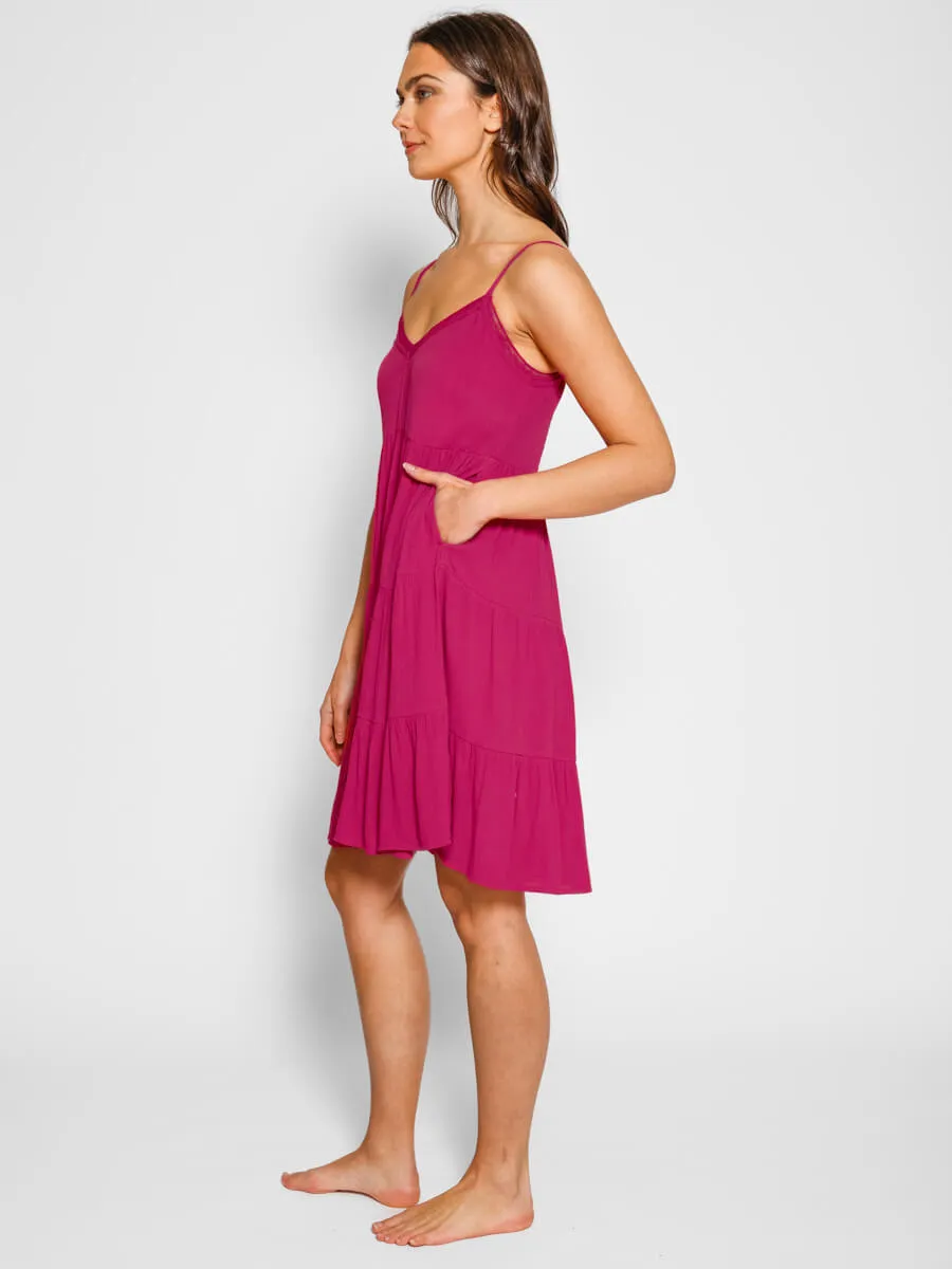 Mini Tier Dress in Sangria