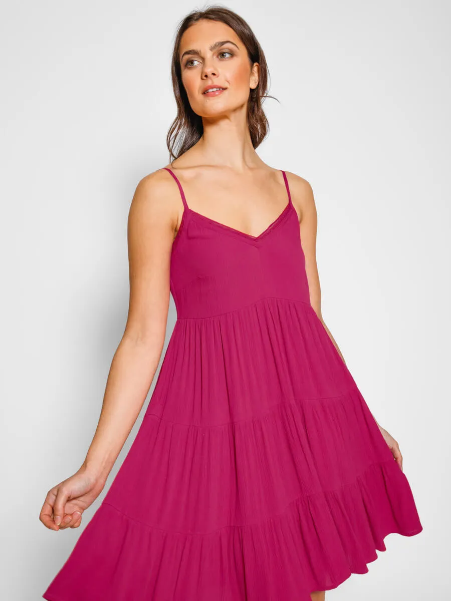 Mini Tier Dress in Sangria