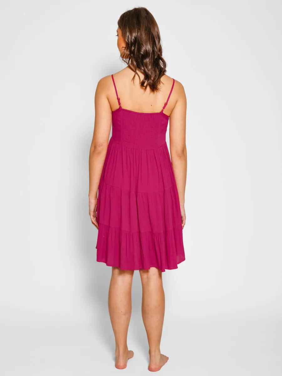 Mini Tier Dress in Sangria