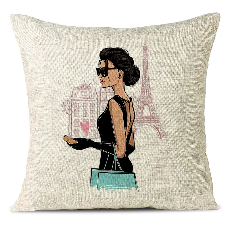 Modern Girl Linen Pillowcase