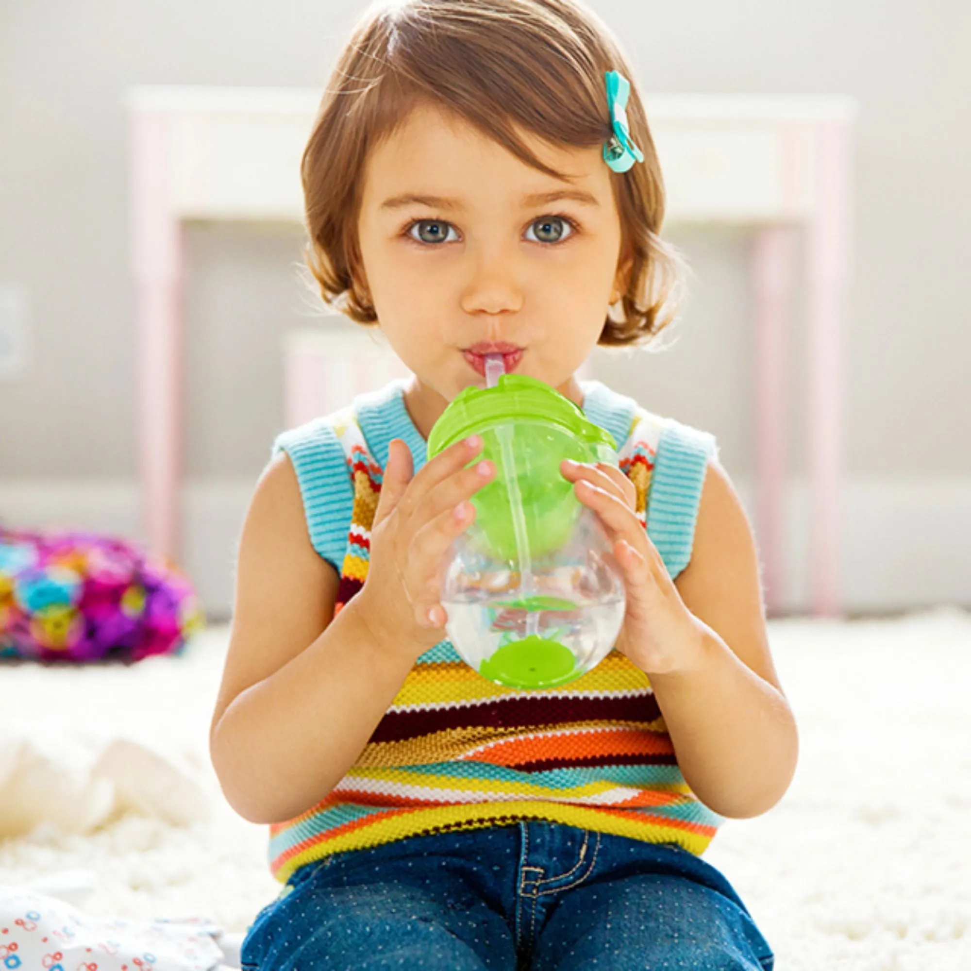 Munchkin Weighted Flexi-Straw Cup 10 Oz - Green (Pack Of 2)