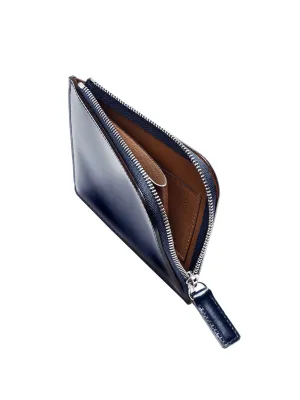 Navy Cordovan L Zip Wallet