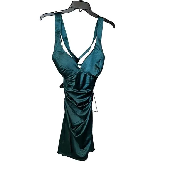 NEW B. Darlin Juniors' Satin Strappy Ruched Dress