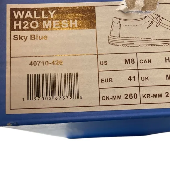 New Hey Dude Wally H20 Mesh, Sky Blue, Size M8