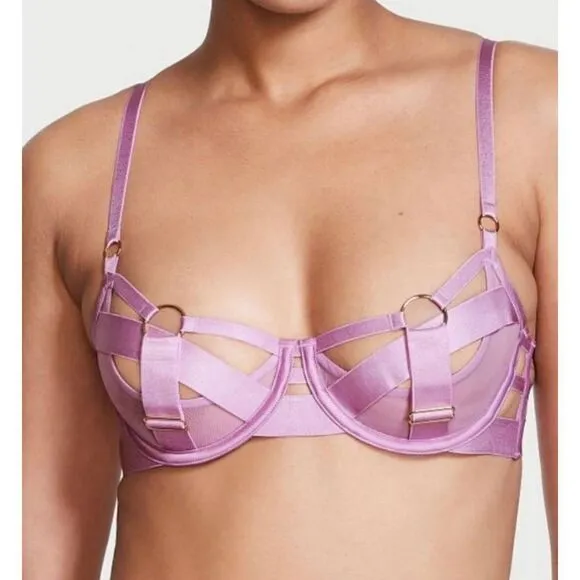 NWT Victoria's Secret Very Sexy Unlined Balconet Strappy Harness Bra 34C