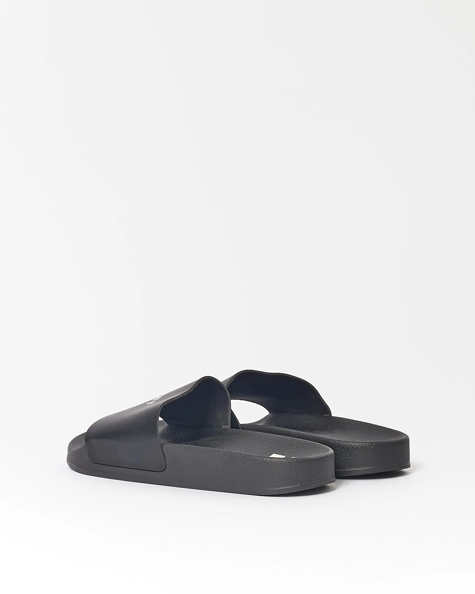 Off White Black Rubber/Leather Pool Slides - 40