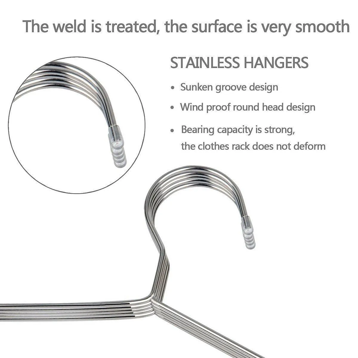 OIKA Clothes Hangers 40 Pack Suit Hangers Stainless Steel Strong Metal Hangers 16.5 Inch for Heavy Duty Clothes