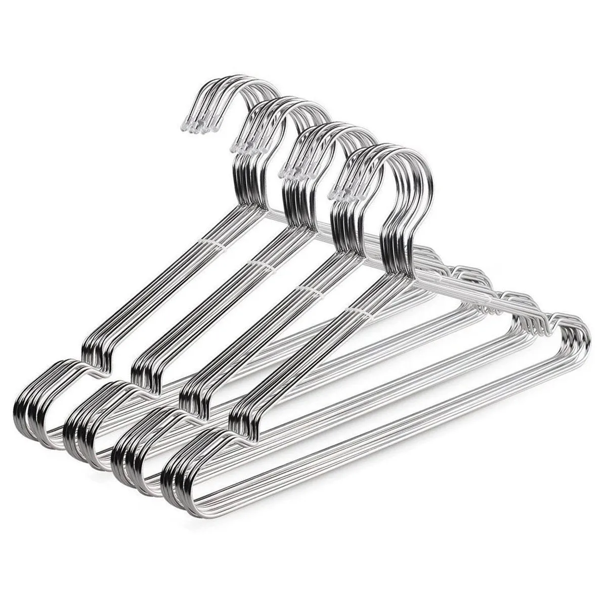OIKA Clothes Hangers 40 Pack Suit Hangers Stainless Steel Strong Metal Hangers 16.5 Inch for Heavy Duty Clothes