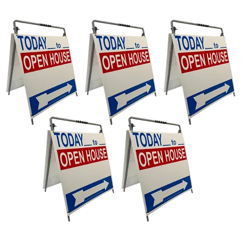 Open House Sign Metal A-Frame Kit - 5 Pack - Today - Red/White/Blue