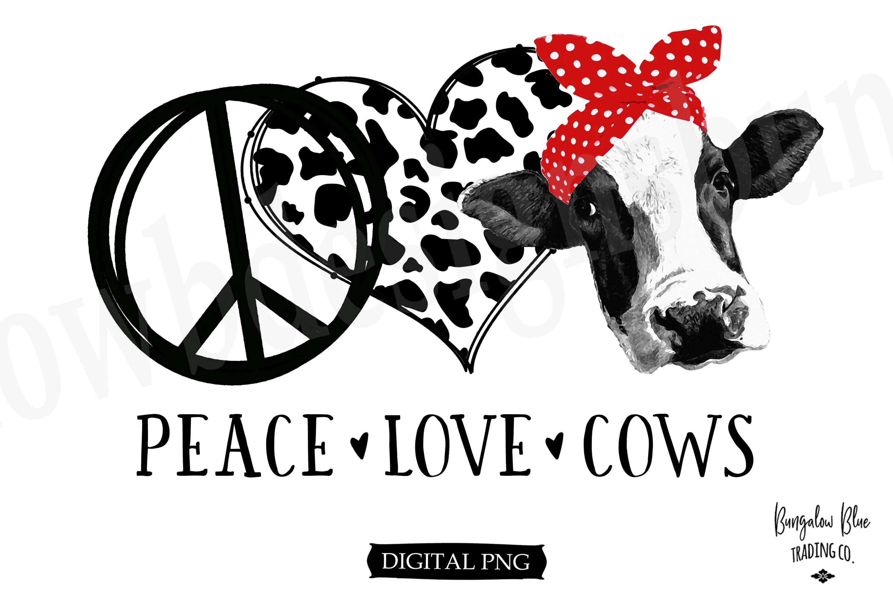 Peace Love Cows Glass Can Tumbler Wrap Digital Download