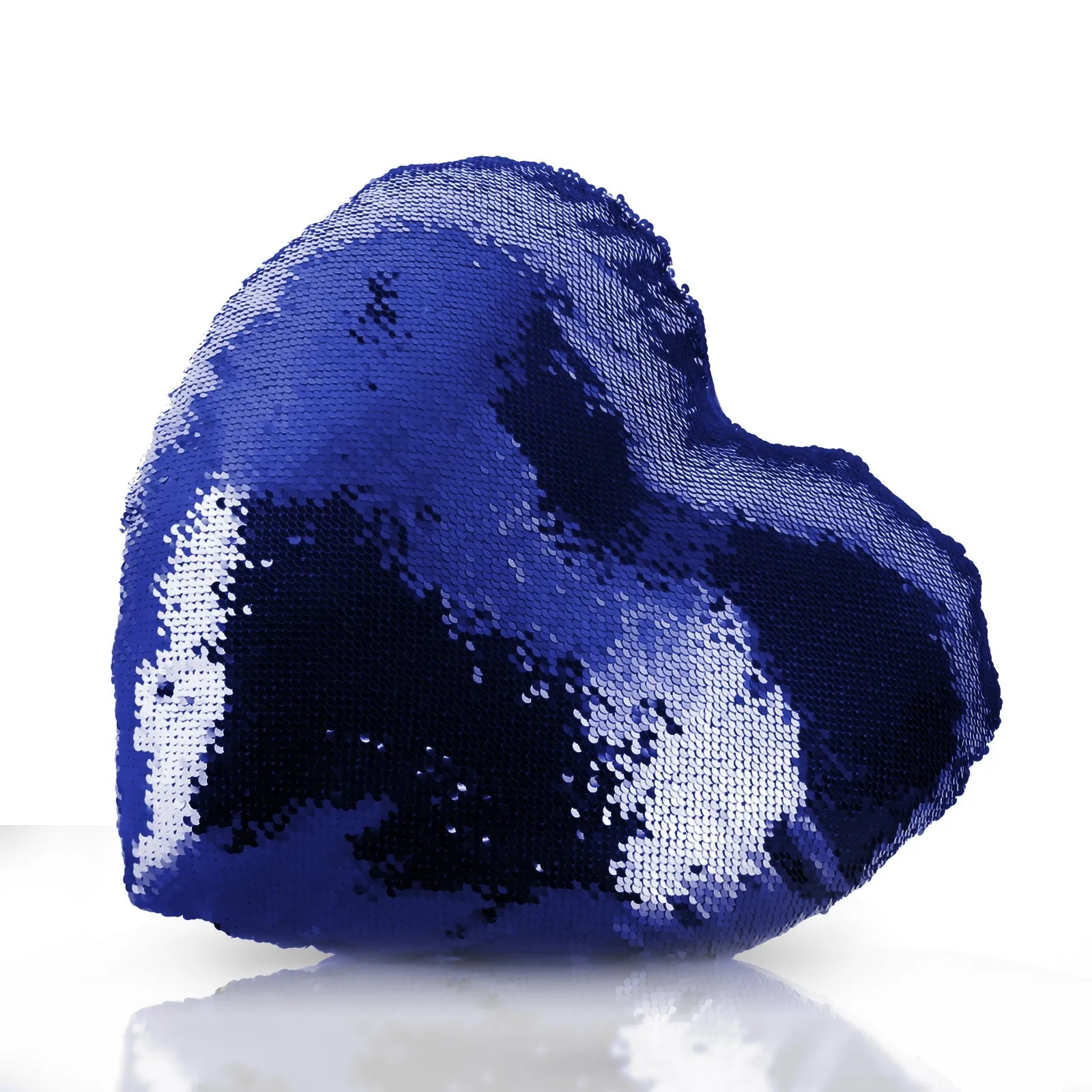 Personalised Sequin Heart Cushion with Hippo Rain Drop Glitter Print and Cute Text