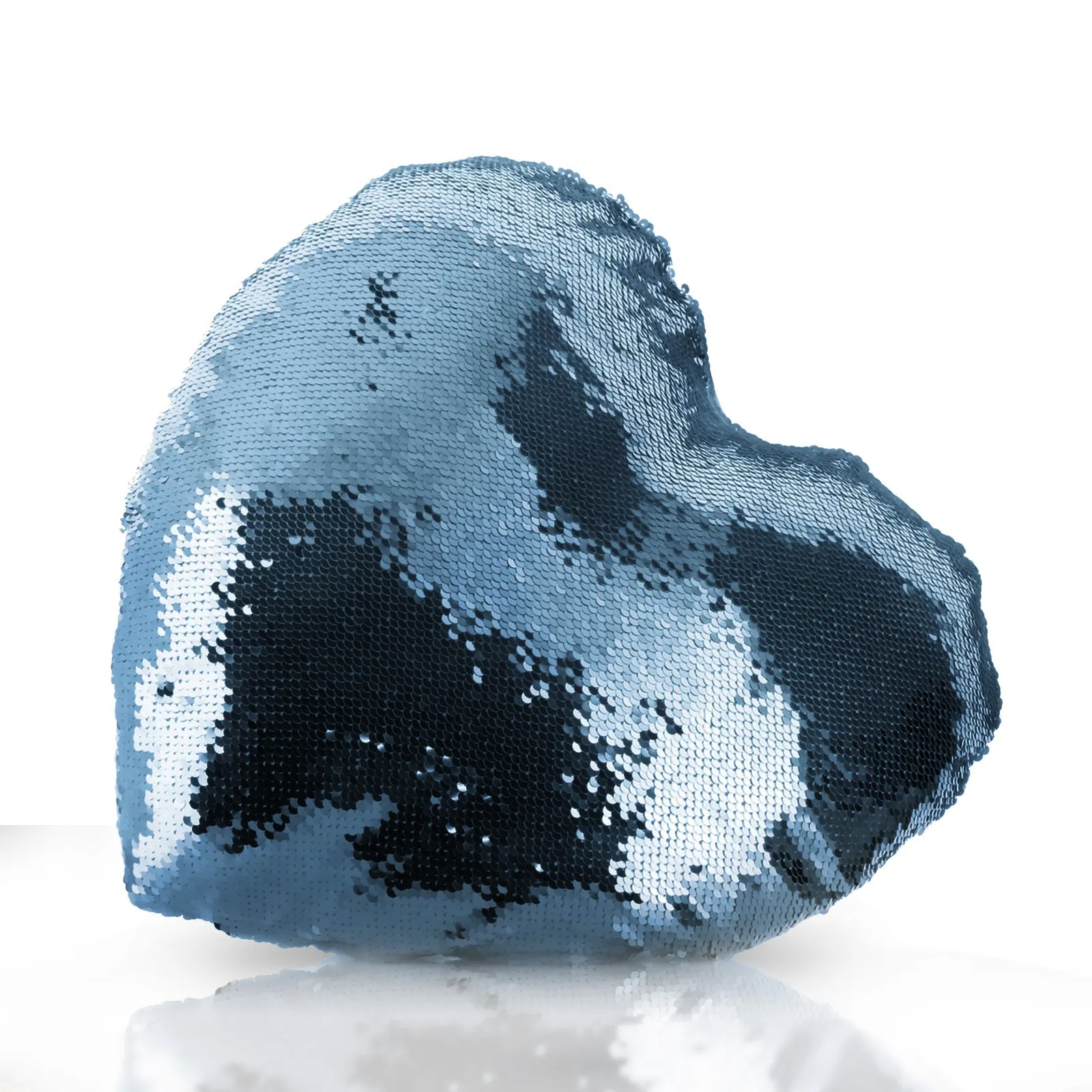 Personalised Sequin Heart Cushion with Hippo Rain Drop Glitter Print and Cute Text