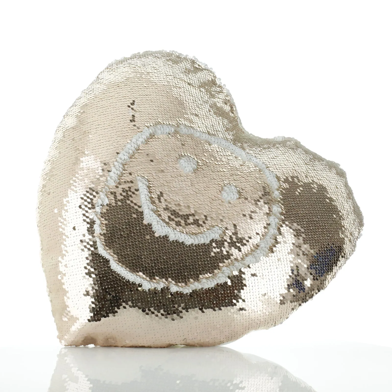 Personalised Sequin Heart Cushion with Hippo Rain Drop Glitter Print and Cute Text
