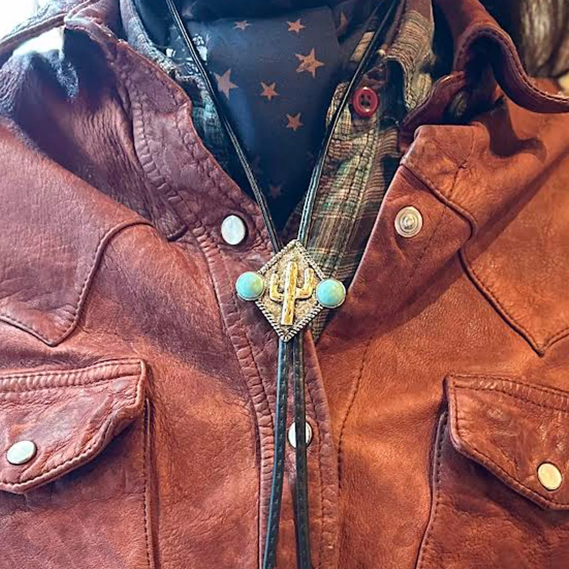 Pewter Cactus Bolo