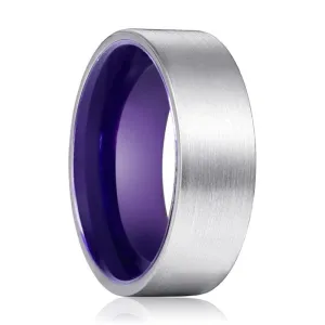 Pierre Flat Men's Tungsten Carbide Wedding Ring with Purple Interior - 8mm