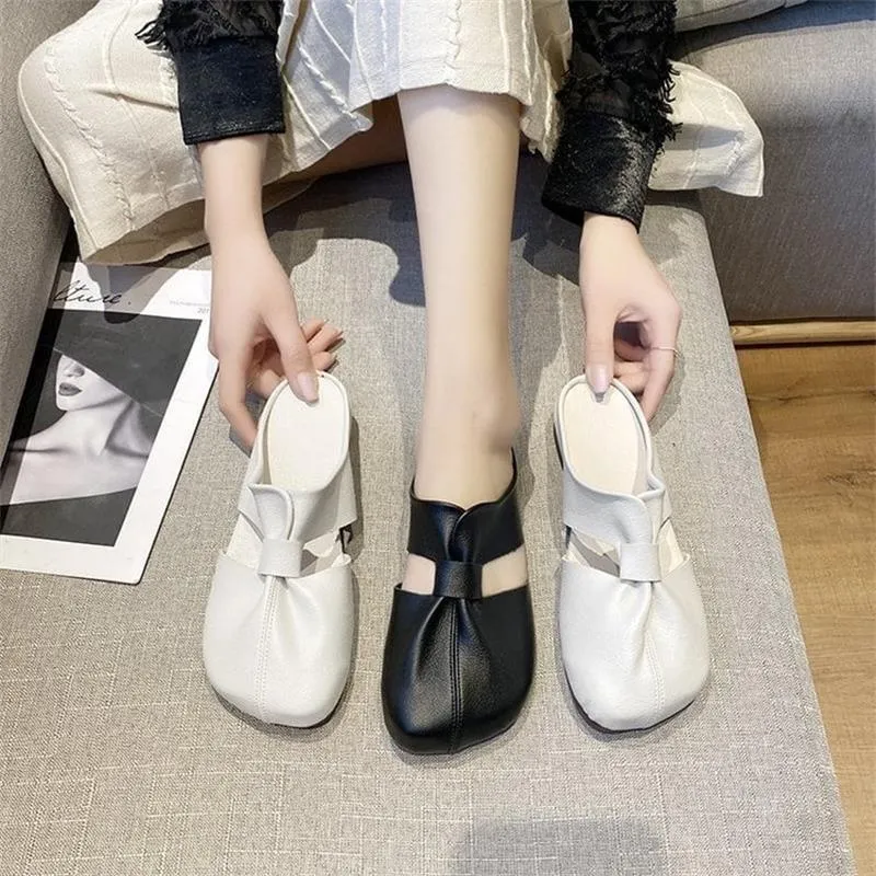 Plus-size Cut-Out Design Flat Mules