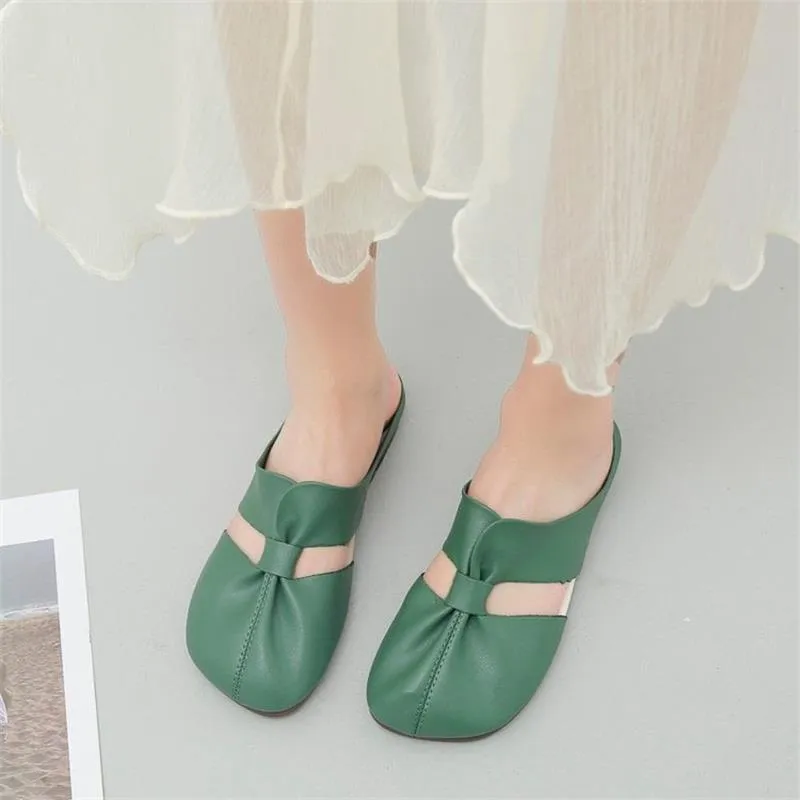 Plus-size Cut-Out Design Flat Mules