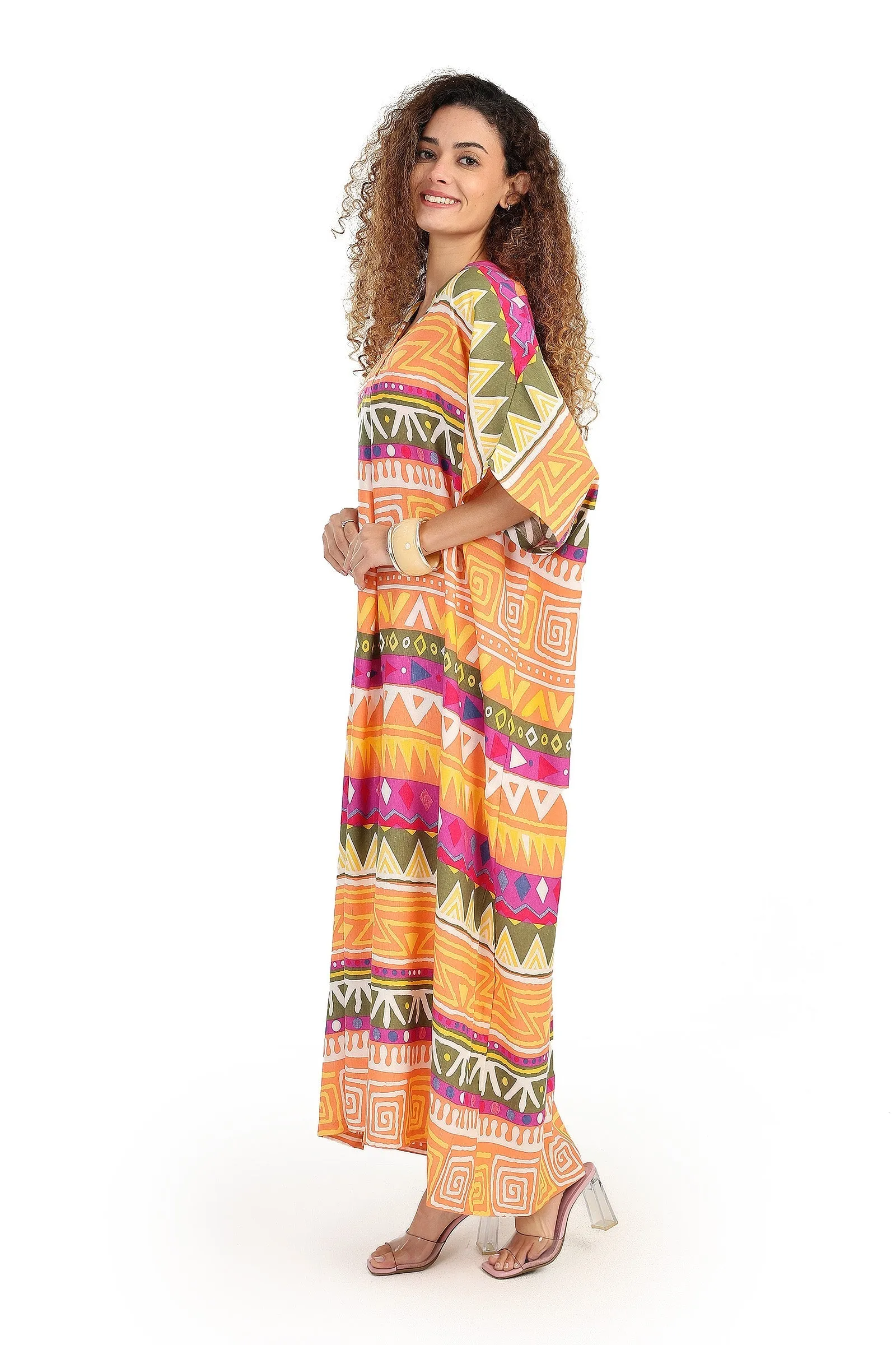 Printed V-Neck Maxi Dress