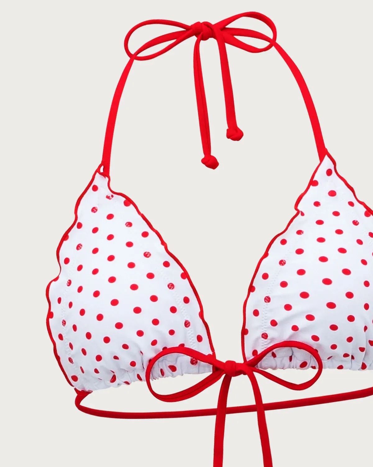 Red Polka Dot Drawstring Bikini Set