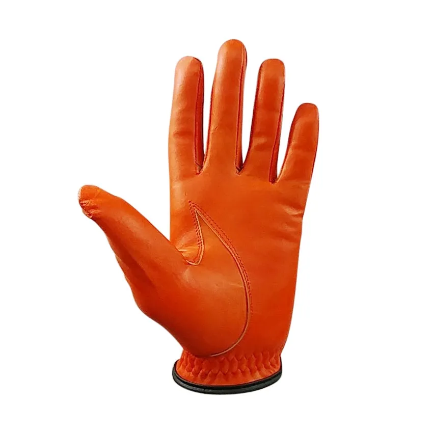 RPG 100% CABRETTA LEATHER COLOR GOLF GLOVE (WOMENS-LEFT HAND-ORANGE)