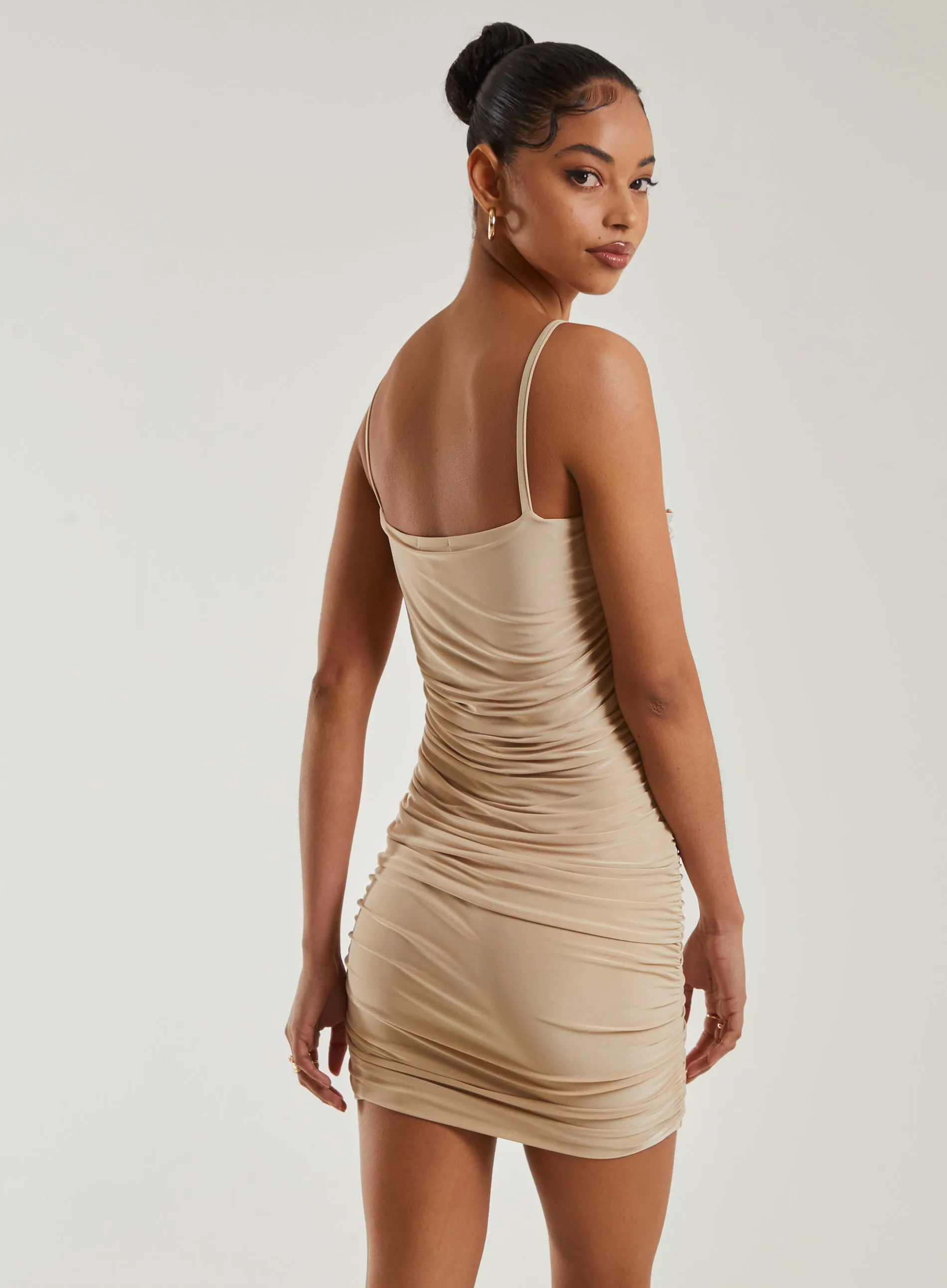 Ruched Strappy Mini Dress
