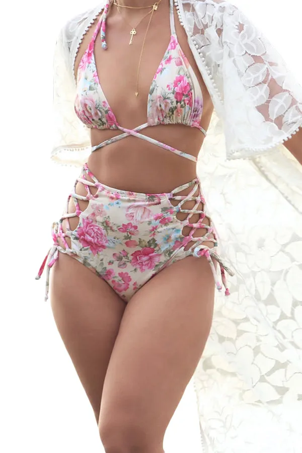 Sara Lynn Floral Print High Waist Swimsuit