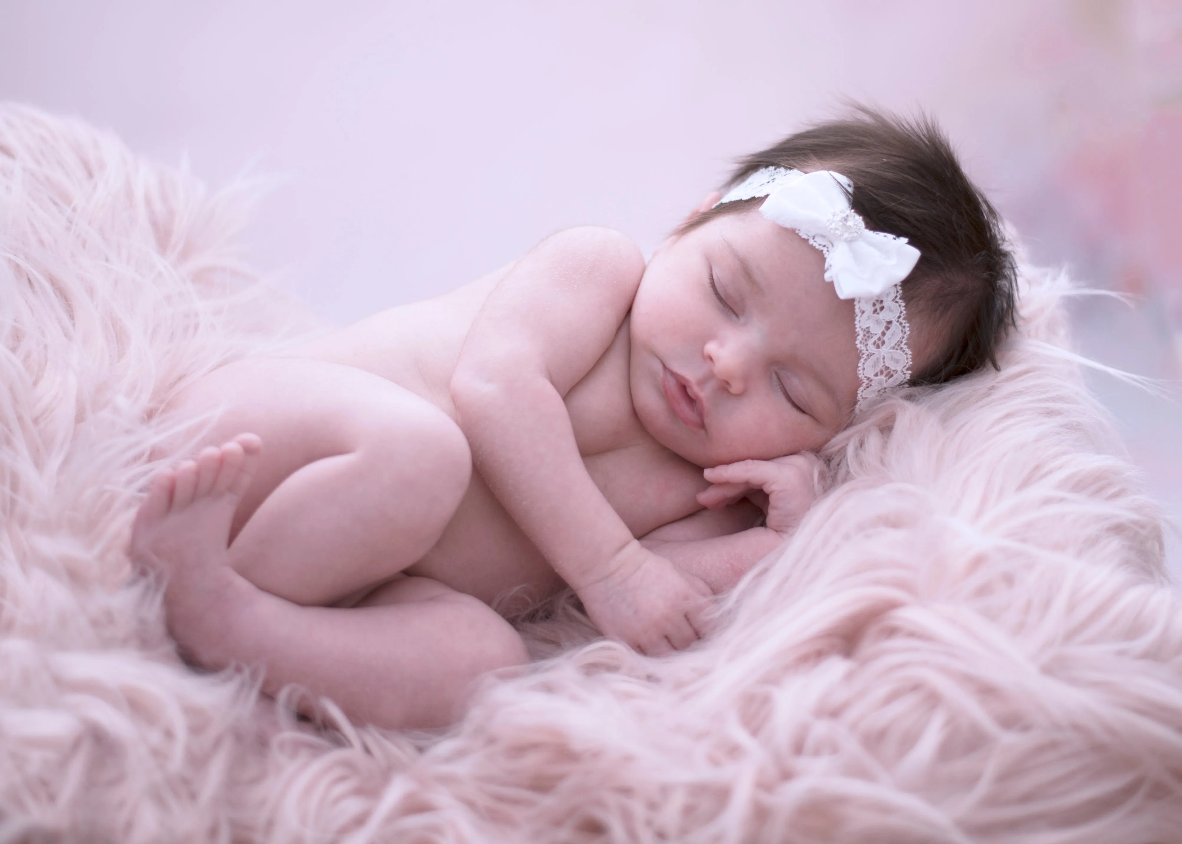 Satin White Bow Rhinestone Headband