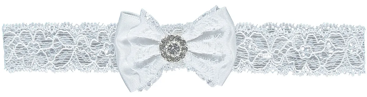 Satin White Bow Rhinestone Headband