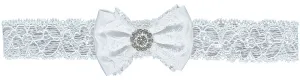 Satin White Bow Rhinestone Headband