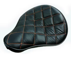 Seat Spring Solo Sportster Harley Chopper Black Leather Orange Stitched 11x13
