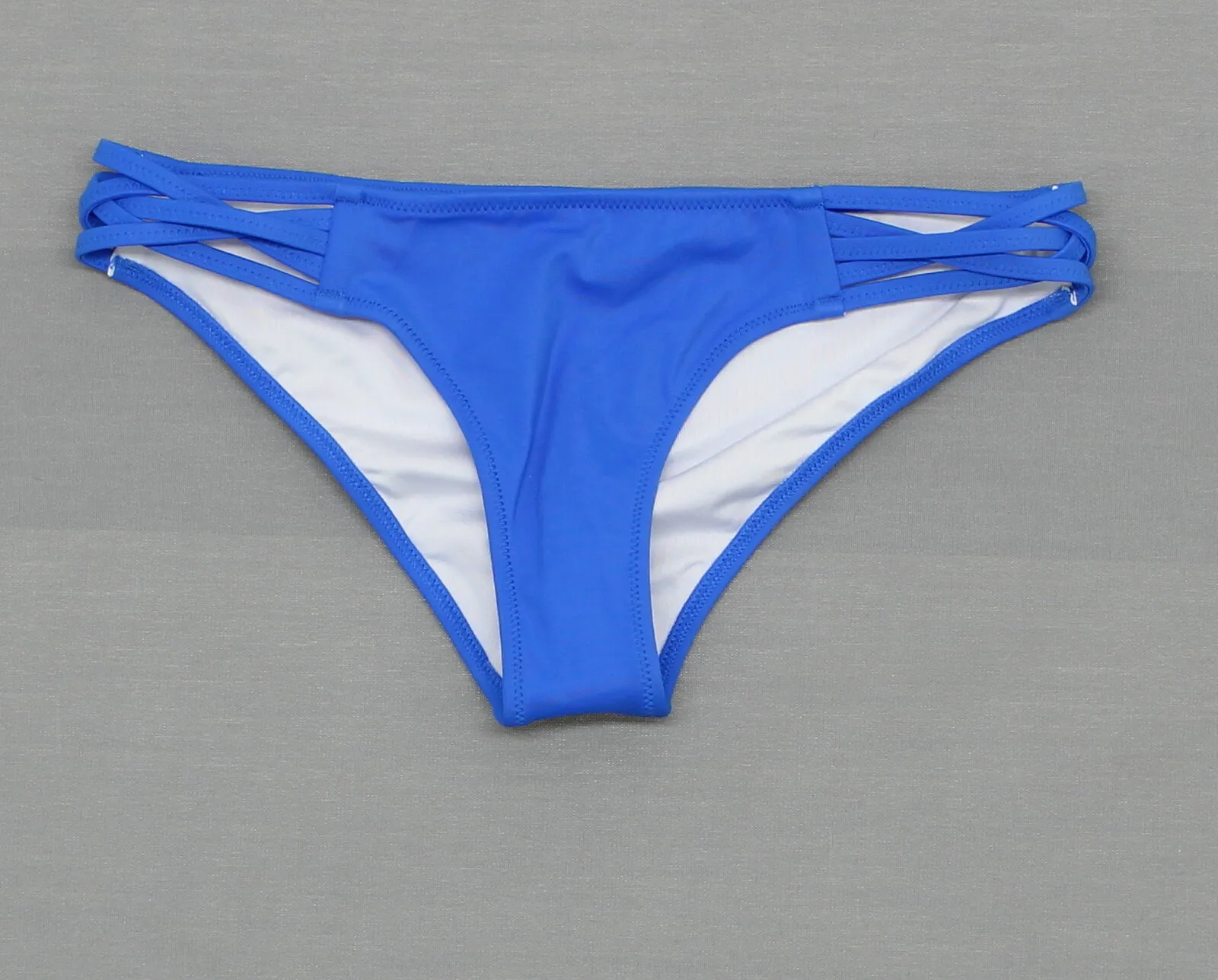 Shade & Shore Sun Coast Cheeky Ribbed Strappy Bikini Bottom Blue XS