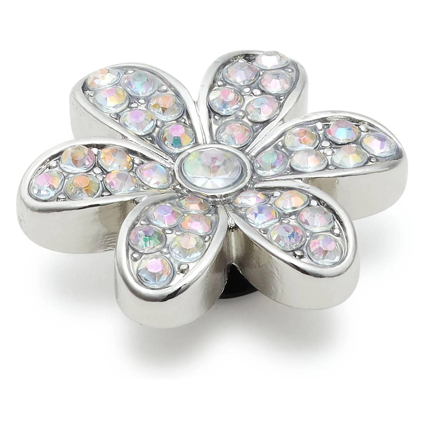 Silver Monochrome Diamond Daisy Jibbitz