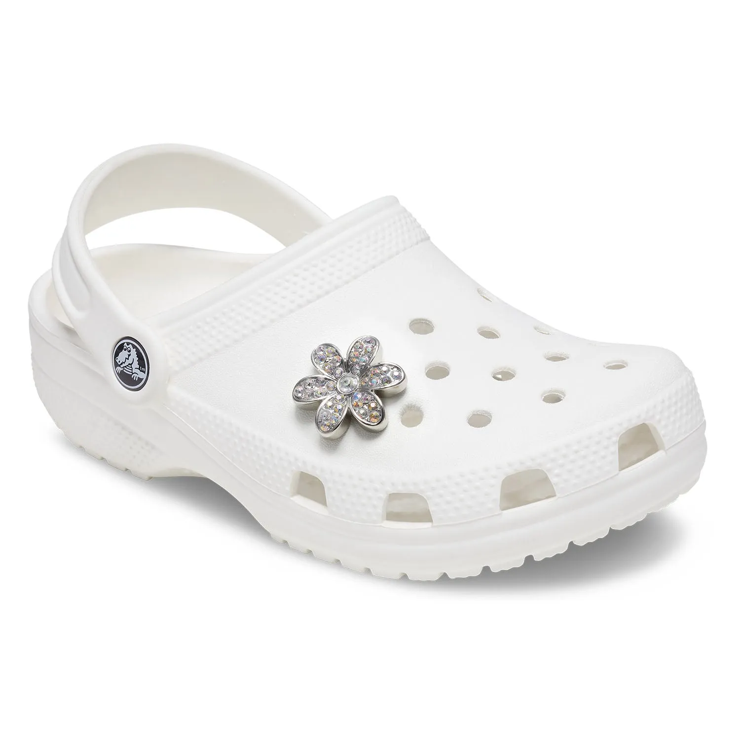 Silver Monochrome Diamond Daisy Jibbitz