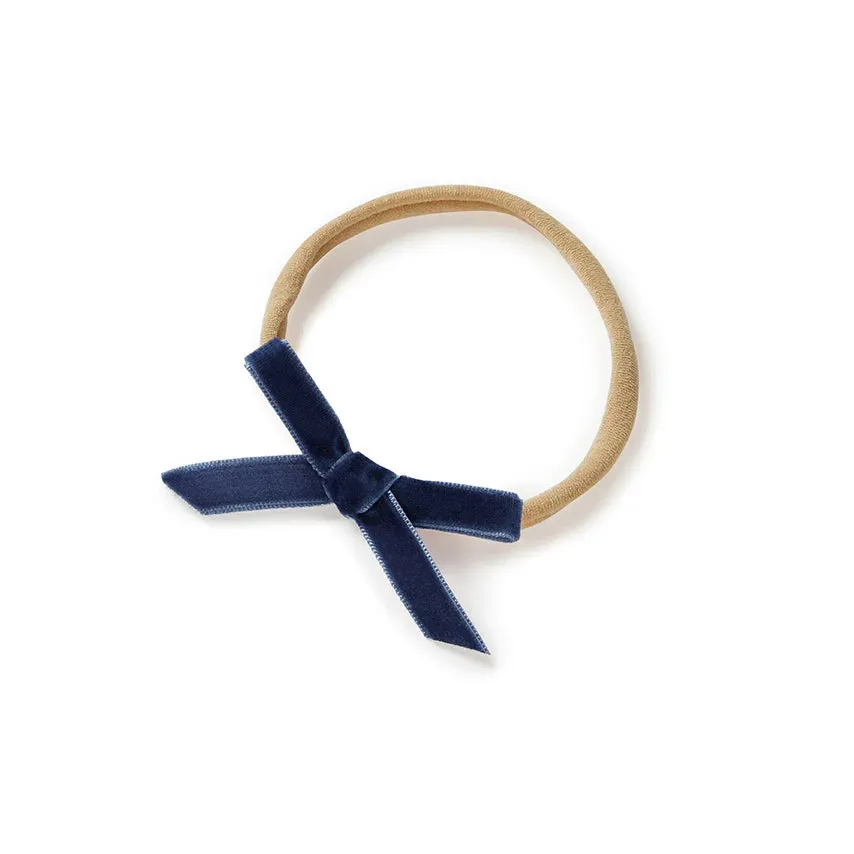Snuggle Hunny Velvet Bow Stretchy Headband - Moonlight Blue
