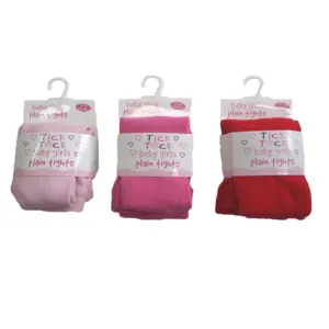 SOFT BABY GIRLS TICK TOCK PLAIN STRETCHY TIGHTS