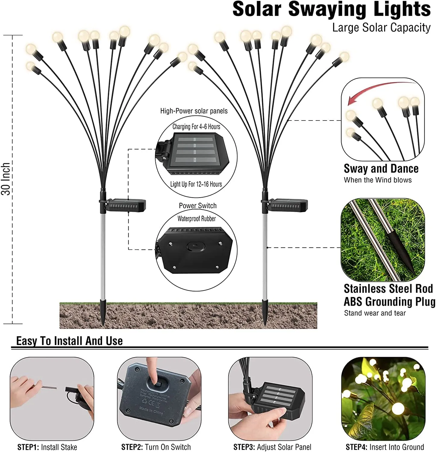 Solar Firefly LED Garden Lights