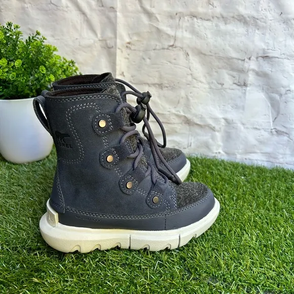 Sorel Kids' Explorer WaterproofLace-up Boot In India Ink/ Moonstone size 10